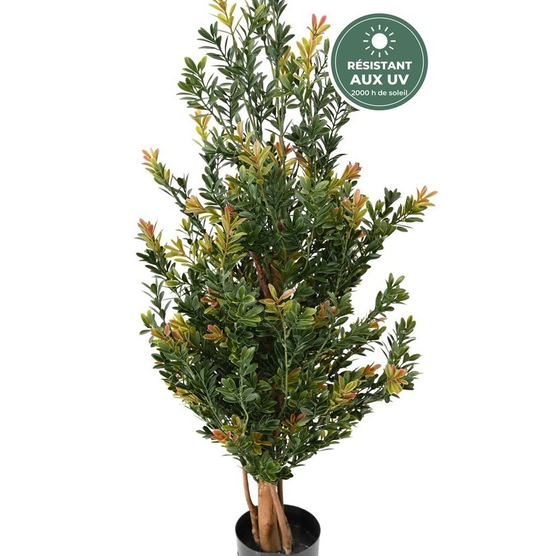 Buisson de buis artificiel vert et rouge, 100 cm – plantes d'extérieur en gros pour professionnels
