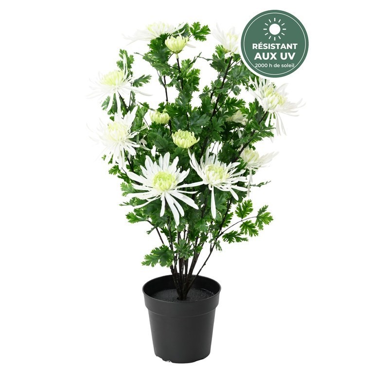 Chrysanthème artificiel en pot blanc, 60 cm – grossiste en plantes artificielles