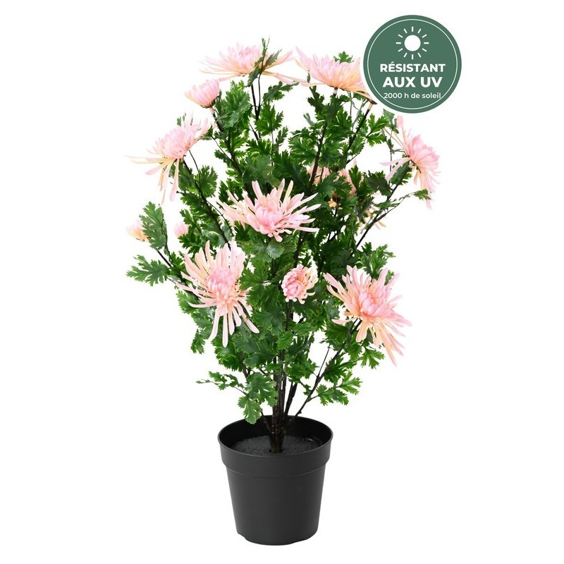 Chrysanthème artificiel en pot rose, 60 cm – vente en gros pour fleuristes