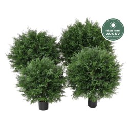 Cyprès de Lawson boule artificiel vert, 70 cm – achat en gros pour terrasses et vitrines
