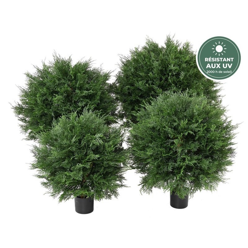 Cyprès de Lawson boule artificiel vert, 70 cm – achat en gros pour terrasses et vitrines