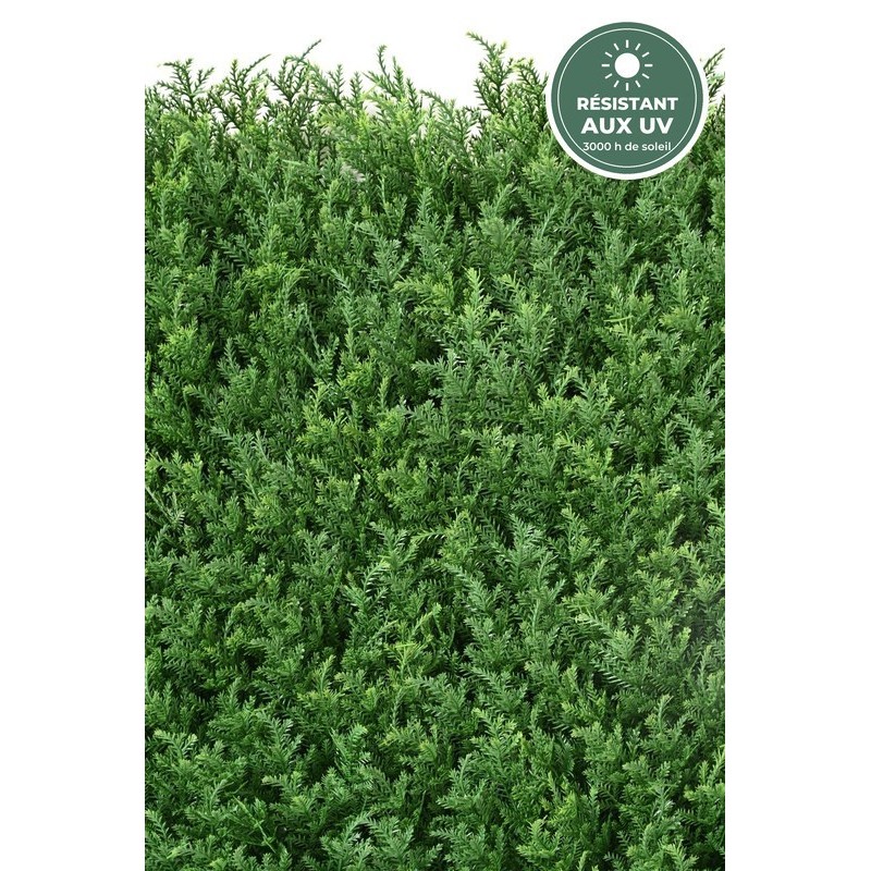 Plaque de cyprès artificiel 50 × 50 cm vert, épaisseur 5 cm – grossiste fleuriste à Saint-Étienne