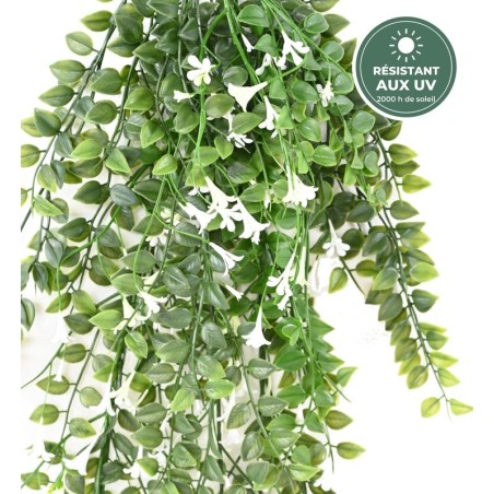 Dischidia fleuri blanc 65 cm en suspension, grossiste en feuillage artificiel extérieur