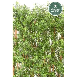 Haie d'eucalyptus 110 cm verte, socle en bois et cannes, vente en gros pour fleuristes