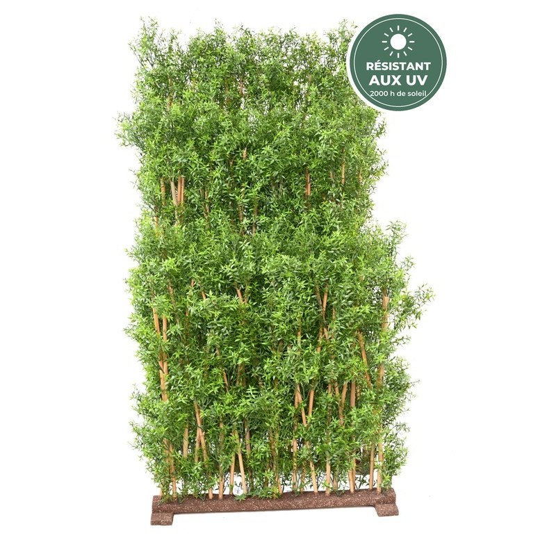 Haie eucalyptus artificielle verte 110 cm en jardinière, grossiste en décoration de terrasse