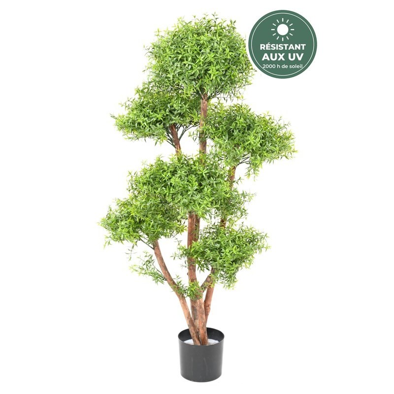 Eucalyptus artificiel multitronc vert 130 cm résistant aux UV, grossiste en arbres artificiels