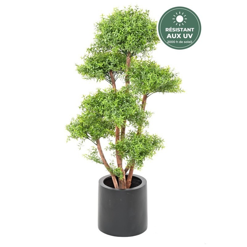 Eucalyptus artificiel vert 130 cm, tronc en bois naturel, grossiste en plantes artificielles