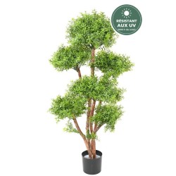 Eucalyptus multitronc vert 130 cm, détail du feuillage anti-UV, vente en gros