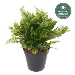 Fougère artificielle verte 28 cm résistante aux UV, grossiste en feuillage artificiel