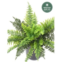 Fougère verte 40 cm, détail des feuilles, grossiste en végétal artificiel