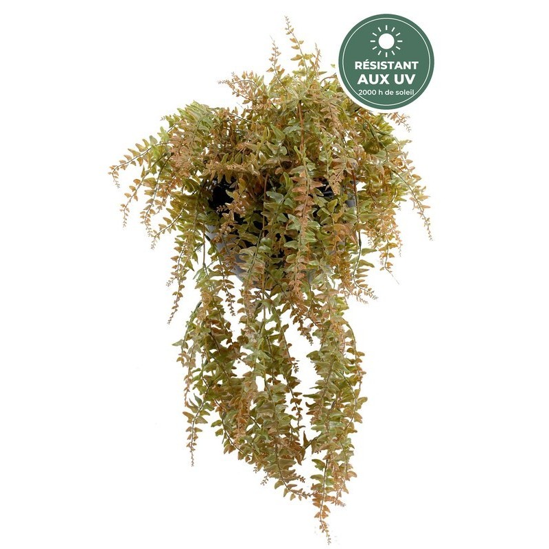 Chute de fougère artificielle verte 90 cm, détail des feuilles, grossiste pour commerçants