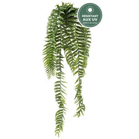 Fougère retombante artificielle verte 75 cm en pot, résistante aux UV, grossiste en feuillage artificiel