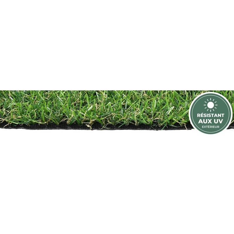 Gazon synthétique 15 mm vert 4 tons, détail des brins, vente en gros pour vitrines