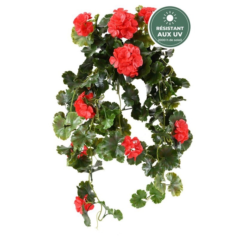 Géranium retombant rouge 65 cm anti-UV, vente en gros pour fleuristes