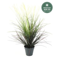 Touffe de graminée artificielle verte 80 cm en pot, résistante aux UV, grossiste en feuillage artificiel