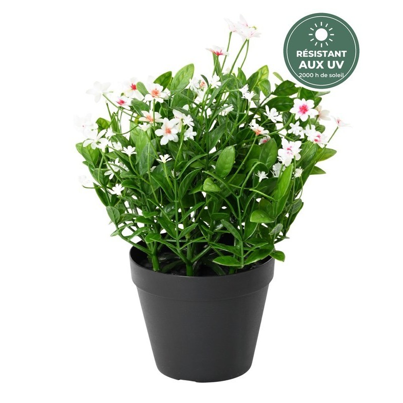 Hélianthe artificiel blanc 30 cm en pot, résistant aux UV, grossiste en fleurs artificielles