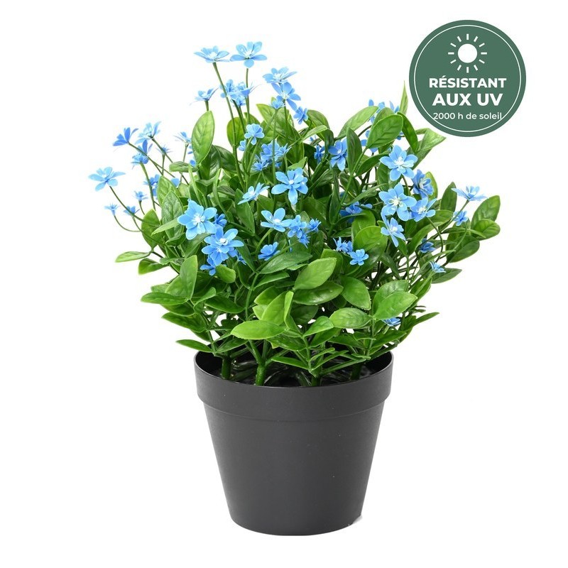 Hélianthe artificiel bleu 30 cm anti-UV, vente en gros pour fleuristes