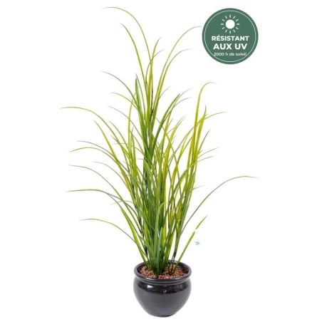 Herbe des champs artificielle verte 100 cm en pot, résistante aux UV, grossiste en feuillage artificiel