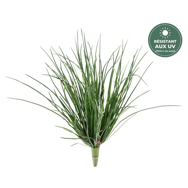 Petite herbe artificielle verte 37 cm sur piquet, résistante aux UV, grossiste en feuillage artificiel