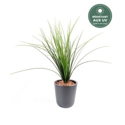 Touffe d'herbe fine artificielle verte 55 cm sur piquet, résistante aux UV, grossiste en feuillage artificiel