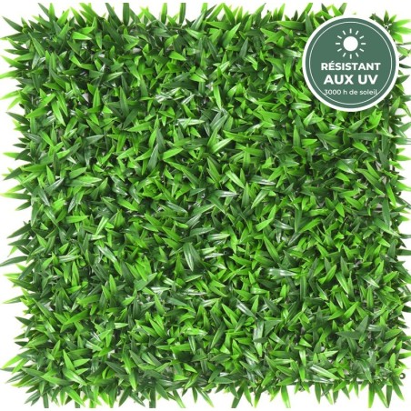 Plaque d'herbe artificielle murale verte 50 × 50 cm, résistante aux UV, grossiste en murs végétaux