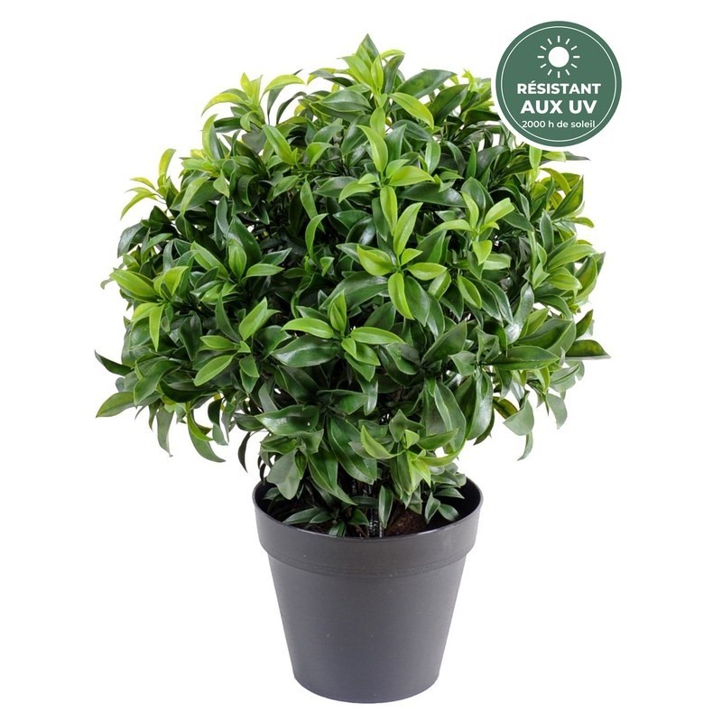 Laurier buisson artificiel vert 70 cm traité UV, grossiste en feuillage artificiel