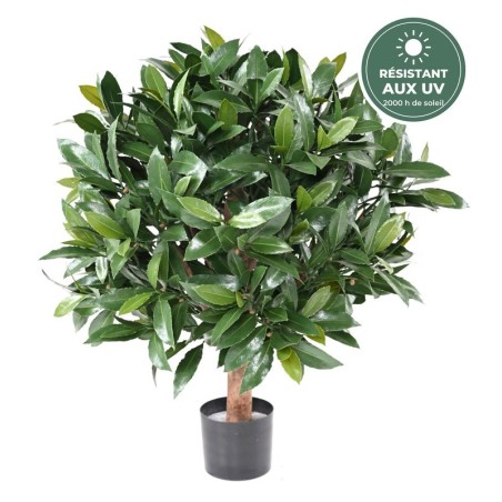 Boule de laurier nobilis artificielle 60 cm sur tronc bois, vente en gros pour fleuristes