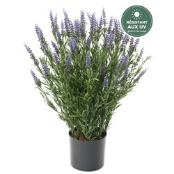 Potée de lavande artificielle 68 cm traitée UV, vente en gros pour fleuristes