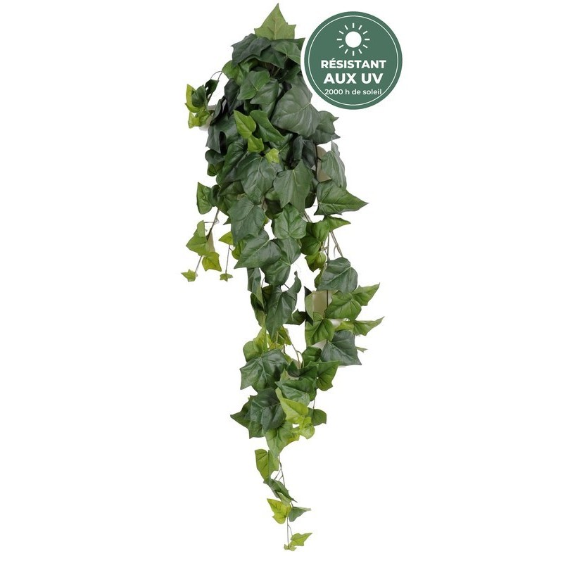 Lierre artificiel à grandes feuilles vert 125 cm résistant aux UV, grossiste en feuillage artificiel