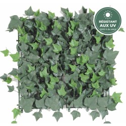 Plaque de lierre artificiel verte 47,5 × 47,5 cm résistante aux UV, grossiste en murs végétaux