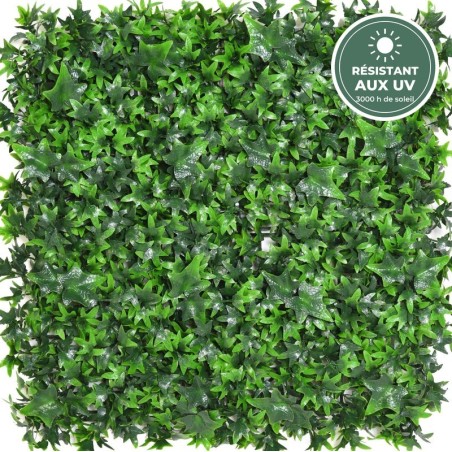 Plaque murale de lierre artificiel verte 55 × 55 cm résistante aux UV, grossiste en murs végétaux