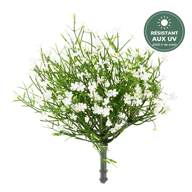 Mini marguerite artificielle blanche 20 cm en piquet résistante aux UV, grossiste en fleurs artificielles