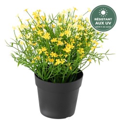 Mini marguerite artificielle en pot jaune 20 cm, vente en gros pour fleuristes