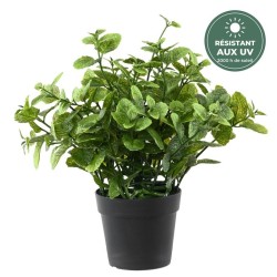 Menthe artificielle en pot verte 25 cm résistante aux UV, grossiste en plantes artificielles