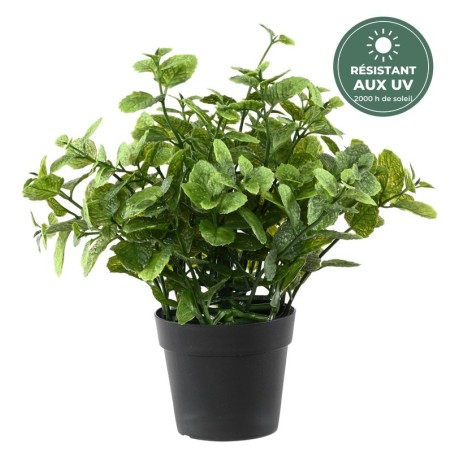 Menthe artificielle en pot verte 25 cm résistante aux UV, grossiste en plantes artificielles