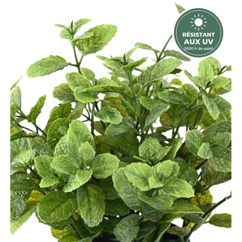 Menthe artificielle 25 cm en pot pour table de terrasse, vente en gros pour fleuristes