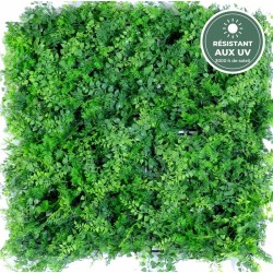 Plaque de fougère artificielle vert et vert clair 50 × 50 cm résistante aux UV, grossiste en murs végétaux