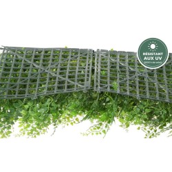 Détail de la fougère artificielle vert et vert clair traitée UV, grossiste en feuillage artificiel