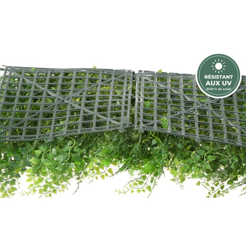 Détail de la fougère artificielle vert et vert clair traitée UV, grossiste en feuillage artificiel