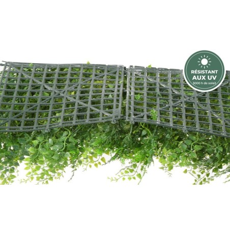 Détail de la fougère artificielle vert et vert clair traitée UV, grossiste en feuillage artificiel