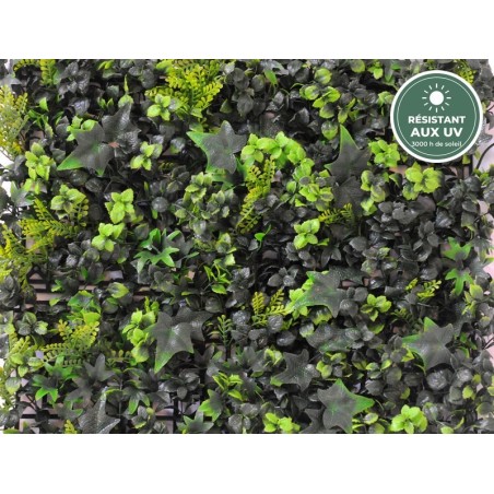 Détail de la plaque lierre et buis 50 cm traitée UV, vente en gros pour fleuristes