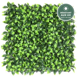 Plaque haie artificielle vert vif 50 × 50 cm, grossiste en feuillage artificiel extérieur