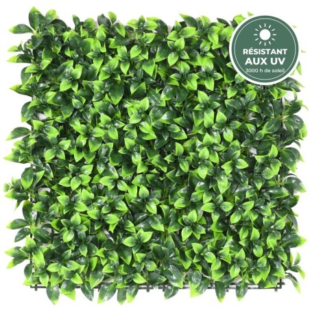 Plaque haie artificielle vert vif 50 × 50 cm, grossiste en feuillage artificiel extérieur