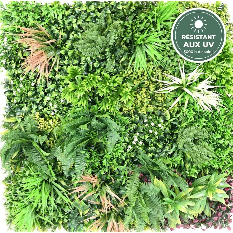 Mur végétal artificiel tropical 100 × 100 cm, grossiste en plantes artificielles extérieur