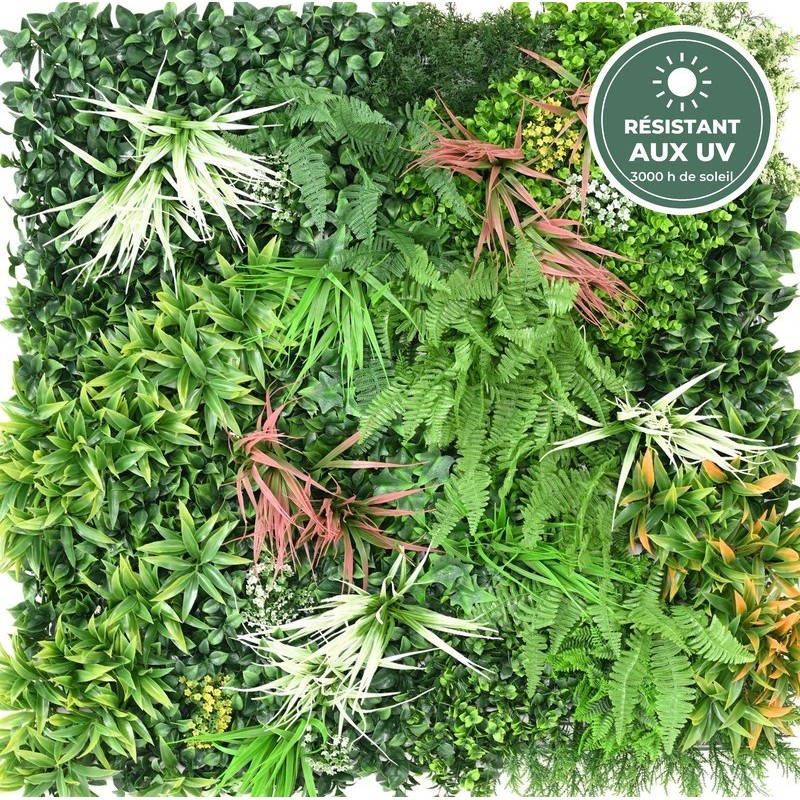 Mur végétal artificiel jungle 100 × 100 cm, grossiste en plantes artificielles résistantes aux UV