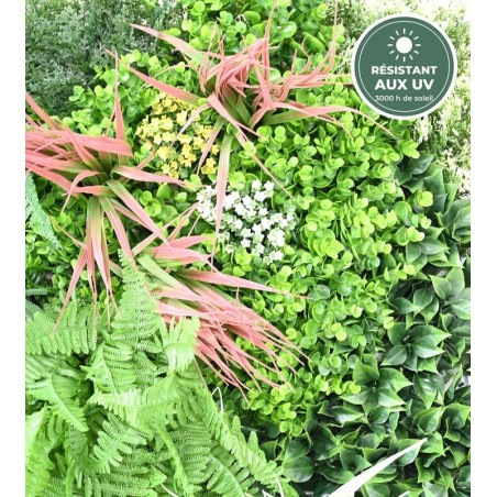 Détail des textures du mur végétal jungle 1 m², fournitures en gros pour décorateurs
