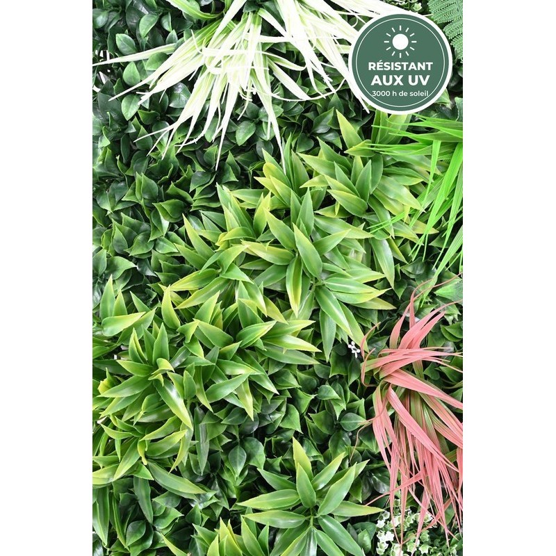 Mur végétal jungle vert vu de près, grossiste en décoration de terrasse