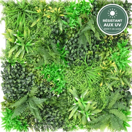 Mur végétal artificiel vert lumineux 100 × 100 cm, grossiste en plantes artificielles
