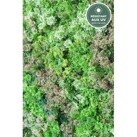 Feuillage panaché vert et brun rosé du mur effet mousse, vente en gros pour fleuristes