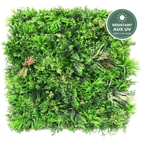 Mur végétal artificiel dense vert intense 100 × 100 cm, grossiste en plantes artificielles
